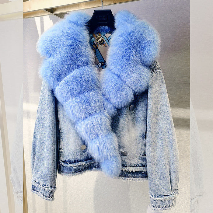 Knottery Fur Coat Suit Collar Cowboy Women's Short Style