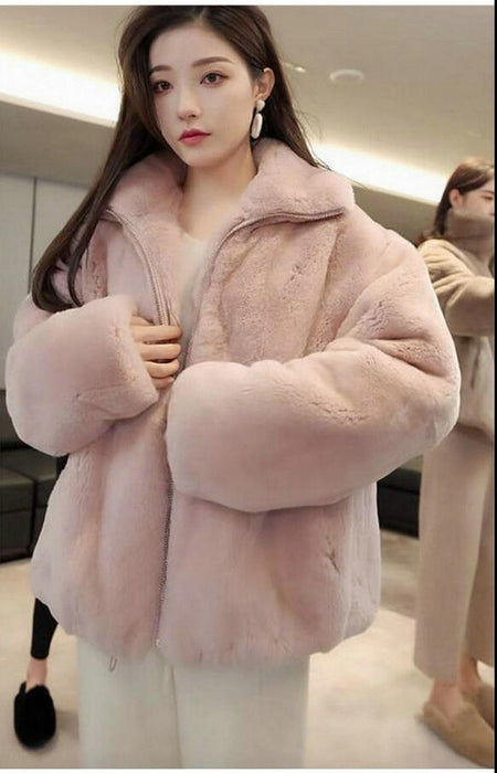 Green Rabbit Fur Classic Style Occupied Short Coat