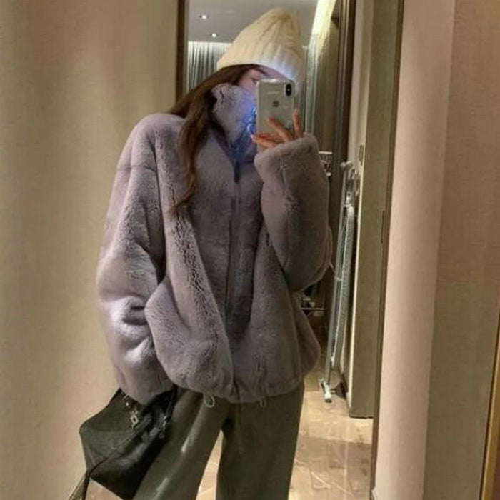 Green Rabbit Fur Classic Style Occupied Short Coat