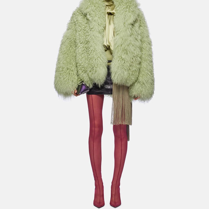 Color Plush Fur Coat Socialite Style