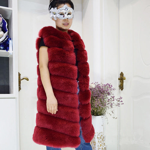 Women's Long Korean Style Trendy Fox Fur Coat
