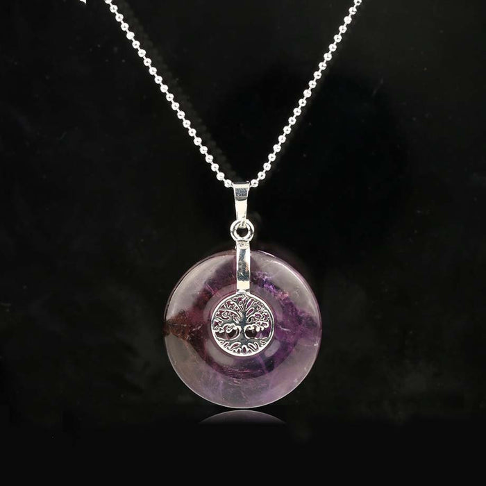 Jewelry Donuts Amethyst Pendant Natural Gemstone Necklace