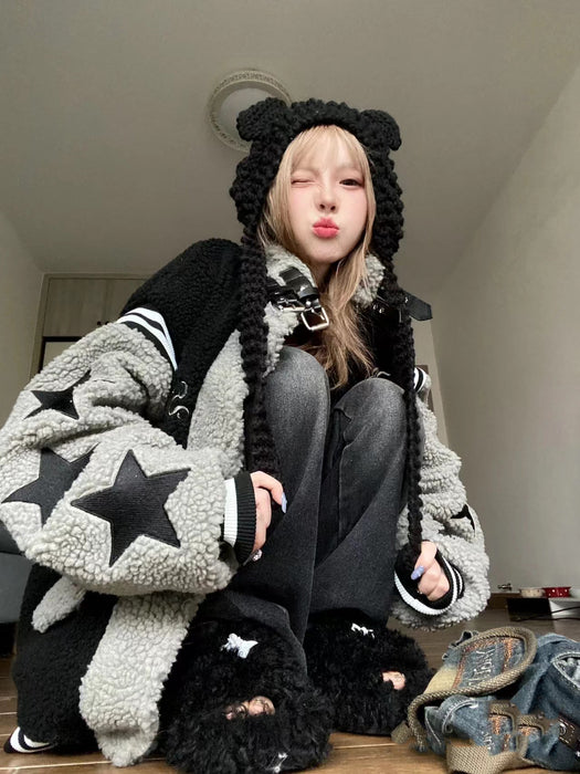 Lazy Style Plush Lamb Fur Top For Women