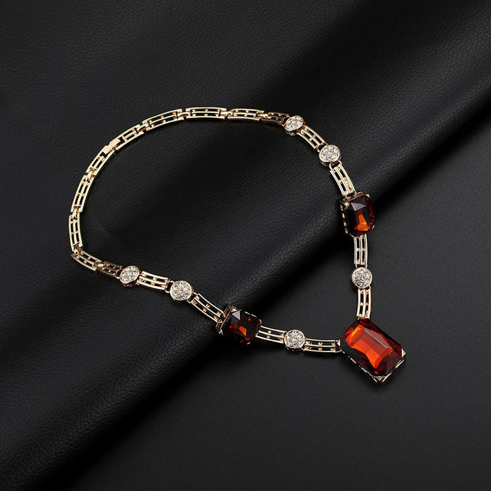 Four-piece Set Of Gemstone Necklace Earrings Jewelry