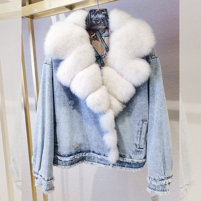 Knottery Fur Coat Suit Collar Cowboy Women's Short Style
