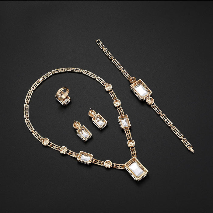 Four-piece Set Of Gemstone Necklace Earrings Jewelry