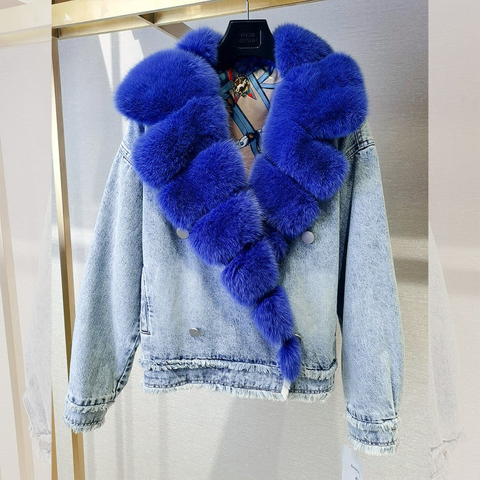 Knottery Fur Coat Suit Collar Cowboy Women's Short Style