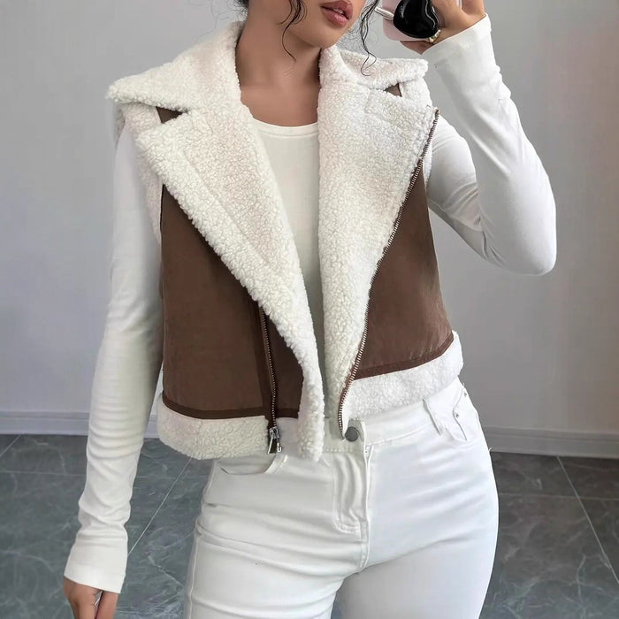 Western Style Light Fur Integrated Lamb Wool Vest