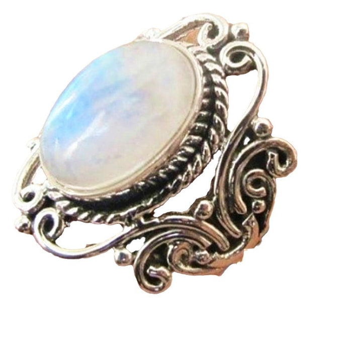 Vintage Inlaid Artificial Gemstone Ring Women's Jewelry