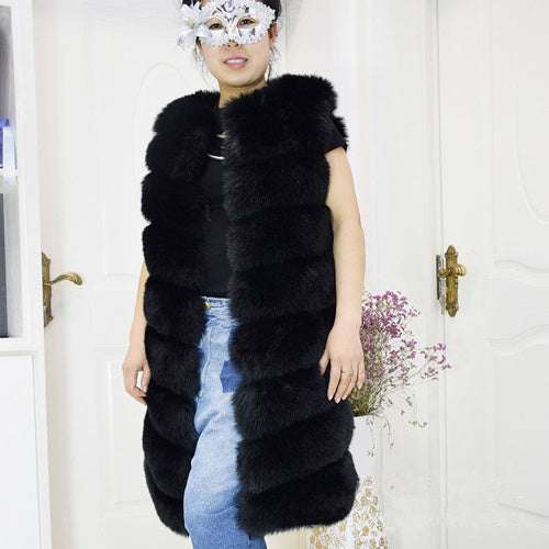 Women's Long Korean Style Trendy Fox Fur Coat